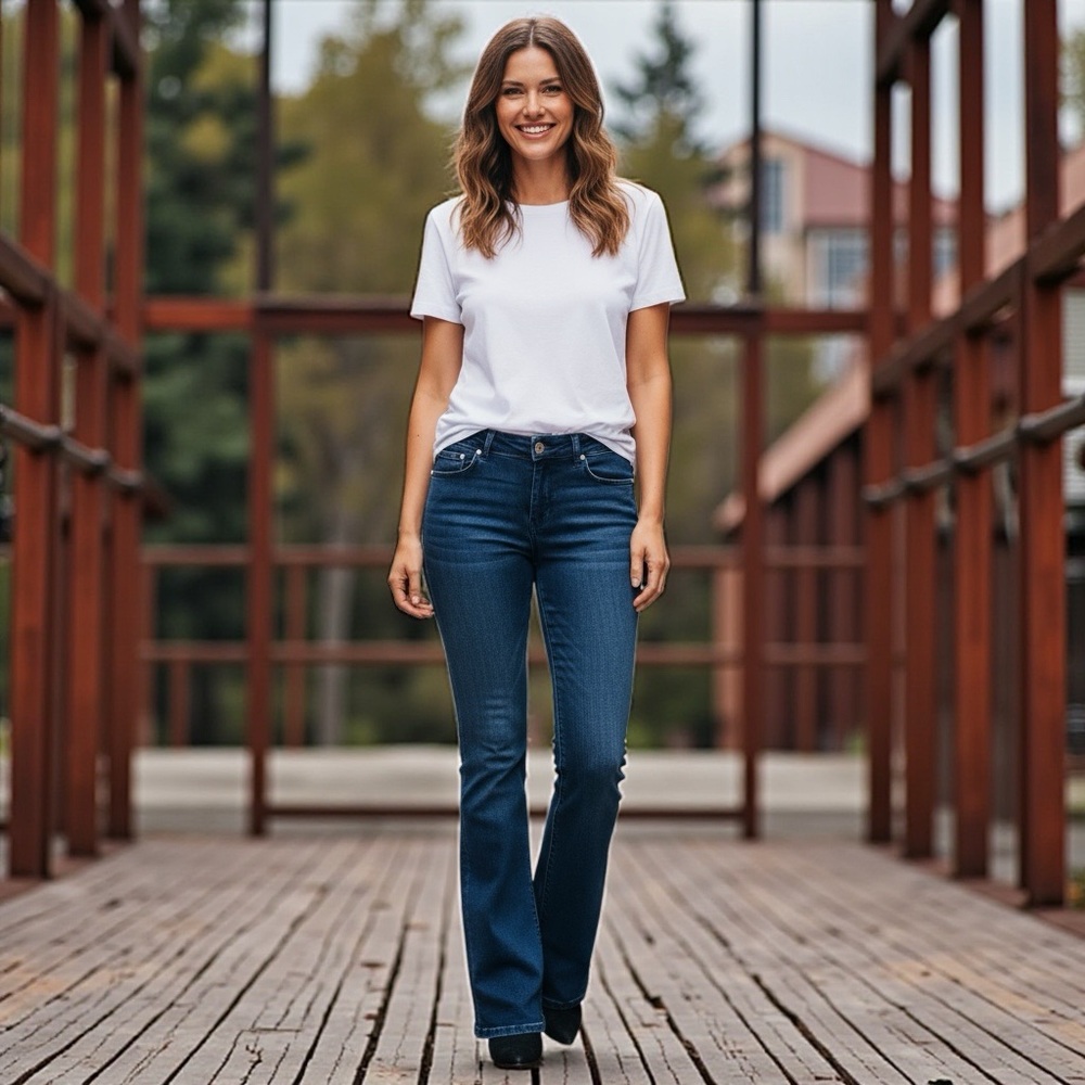 Boot Cut Short Sleek Tailored Fit Through Hip & Thighs Regular Fit Jeans by INC